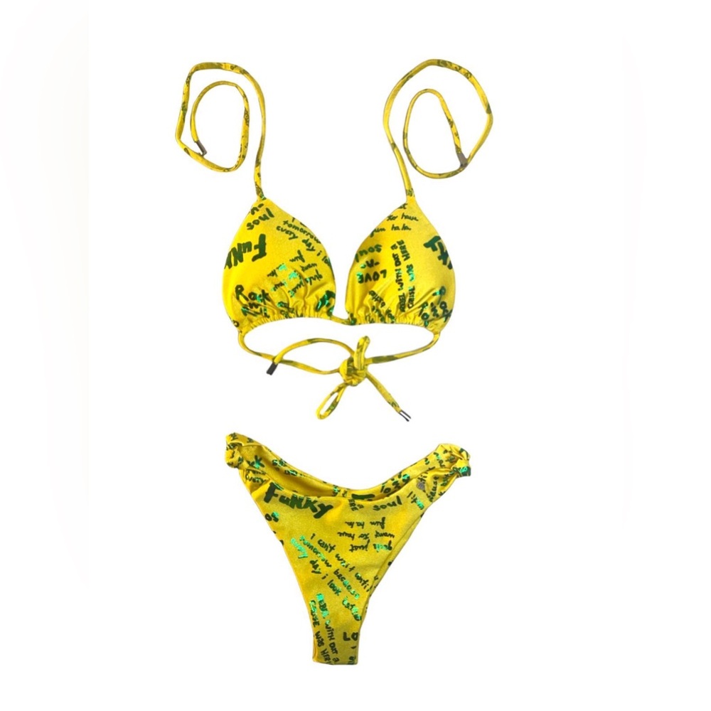 Yellow Graphic Bikini Set